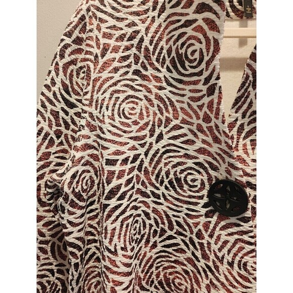 IC By Connie K Jacket Asymmetrical Hem 3/4 Cuffed Sleeve One Button Sz L Floral - Picture 3 of 10